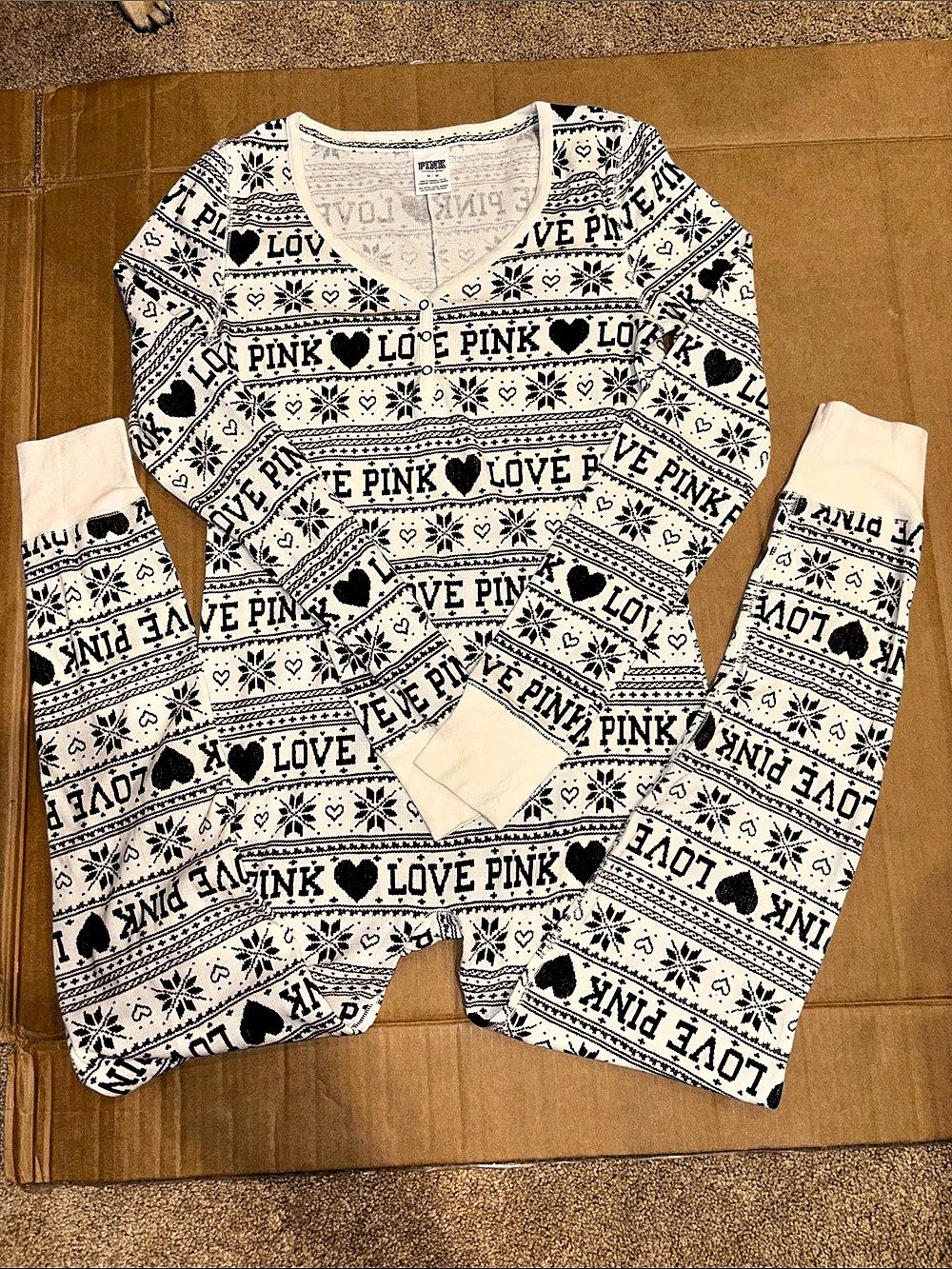 Victoria's Secret PINK Love Pink Fair Isle Fair Isle Pajama Set Size Medium